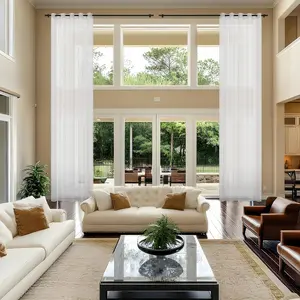 Extra Long Sheer Curtains, Grommet Light Flitering High Ceiling Two Story Sheer Curtains for Living Room(White, 1 Panel, 52"X168")