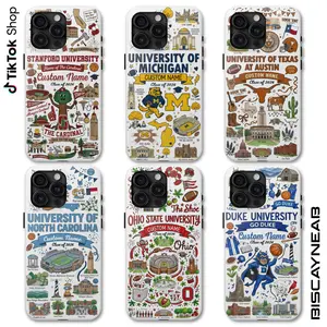 Personalized University Campus Phone Case, Custom Name University High School College Phone Cover, Graduation Gift for Students 17 Air Pro Max