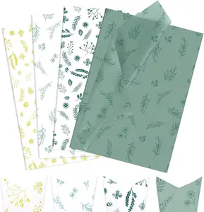 Tissue Paper  Wrap, 60 count  Floral Botanical  Tissue Paper for  Bags Crafts Packaging, Matte Sage Green Yellow Art Tissue for Birthday Wedding Christmas Holiday, 20x14 in