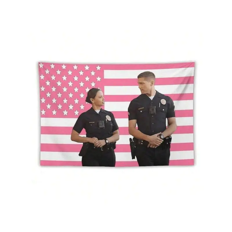 Eric Wter Tim Bradford Tapestry Lucy Chen The Rookie Pk American Flag Decorative Poster door Outdoor Art Decor Wall Hanging Bedroom Decoration fall decorations wall decor ristmas decorations Peach Print