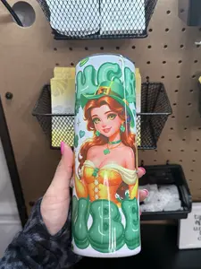 Lucky Vibes St. Patrick's Day Tumbler 20oz | Sublimation Skinny Cup | St. Paddy's Day Gift for Her | Irish Girl Clover Tumbler with Straw