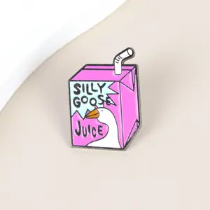 Funny Silly Goose Enamel Pin, Silly Goose Juice Badge Brooch, Goose Game Pin Gift For Goose Lover, Quirky Lapel Badge, Goose Meme Gifts