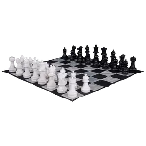 MegaChess Large Chess Pieces and Large Chess Mat - Black and White - Plastic - 12 inch King