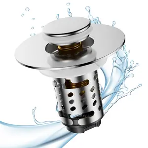Universal Bathroom Sink Stopper, Sink Plug for 1.1”~2.36” Drain Hole, Upgraded Pop Up Sink Drain Stopper with Detachable Hair Catcher Filter Basket