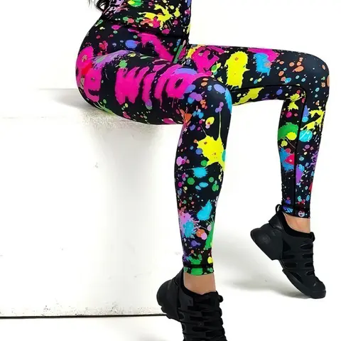 Women's Graffiti Print Yoga Pants Tight-Fit Workout High Waisted Leggings, Athleisure Fitness Leggings, Elastic Running Tights for All Seasons, Casual Style, Athleisure Fitness Bottoms