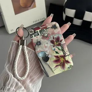 Floral Reverie Pattern Design Plastic Id Card Holder With Lanyard for Doctors, Nurses, Students-Bus Card Case, Campus Card Protector Perfect Halloween Christmas Gift