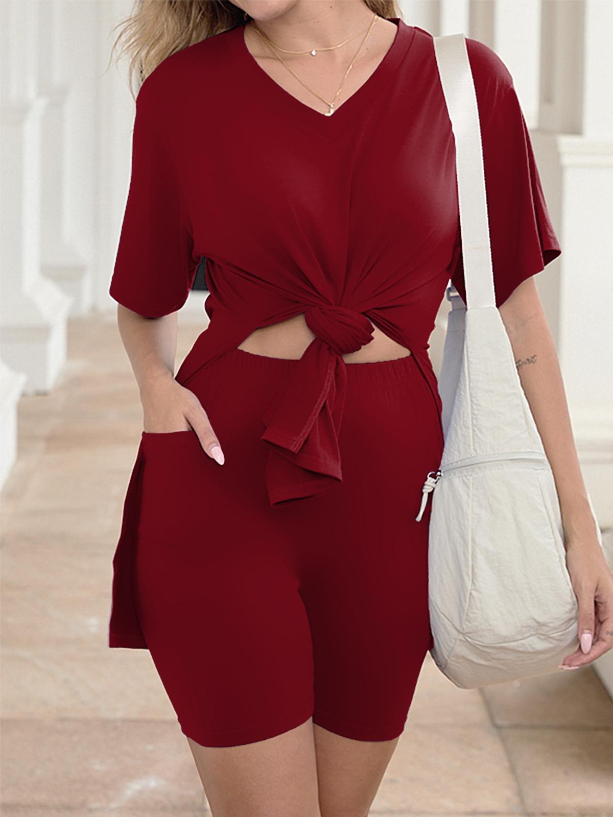 2026 New Plus Two Piece Outfits for Women With Pockets - Ladies Short Sleeve Tunic Top & Bodycon Shorts, Breathable Loungewear, Comfortable Fashion for Outdoor Activities,Summer and Spring.M-3XL 2026 New Plus Two Piece Outfits for Women With Pockets - Ladies Short Sleeve Tunic Top & Bodycon Shorts, Breathable Loungewear, Comfortable Fashion for Outdoor Activities,Summer and Spring.M-3XL
