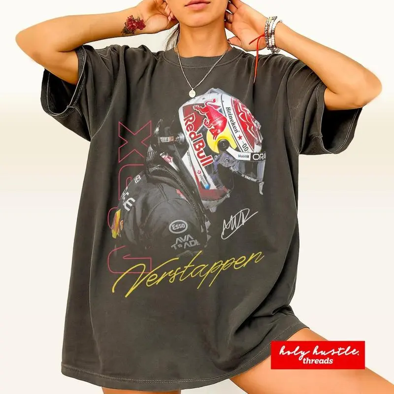 Max Verstappen F1 Shirt, Vintage Red Bull F1 Racing, F1 Retro Graphic Tee Merch, Gift for Verstappen Fan Crewneck Menswear Cotton Fabric, Gift For Him or Her