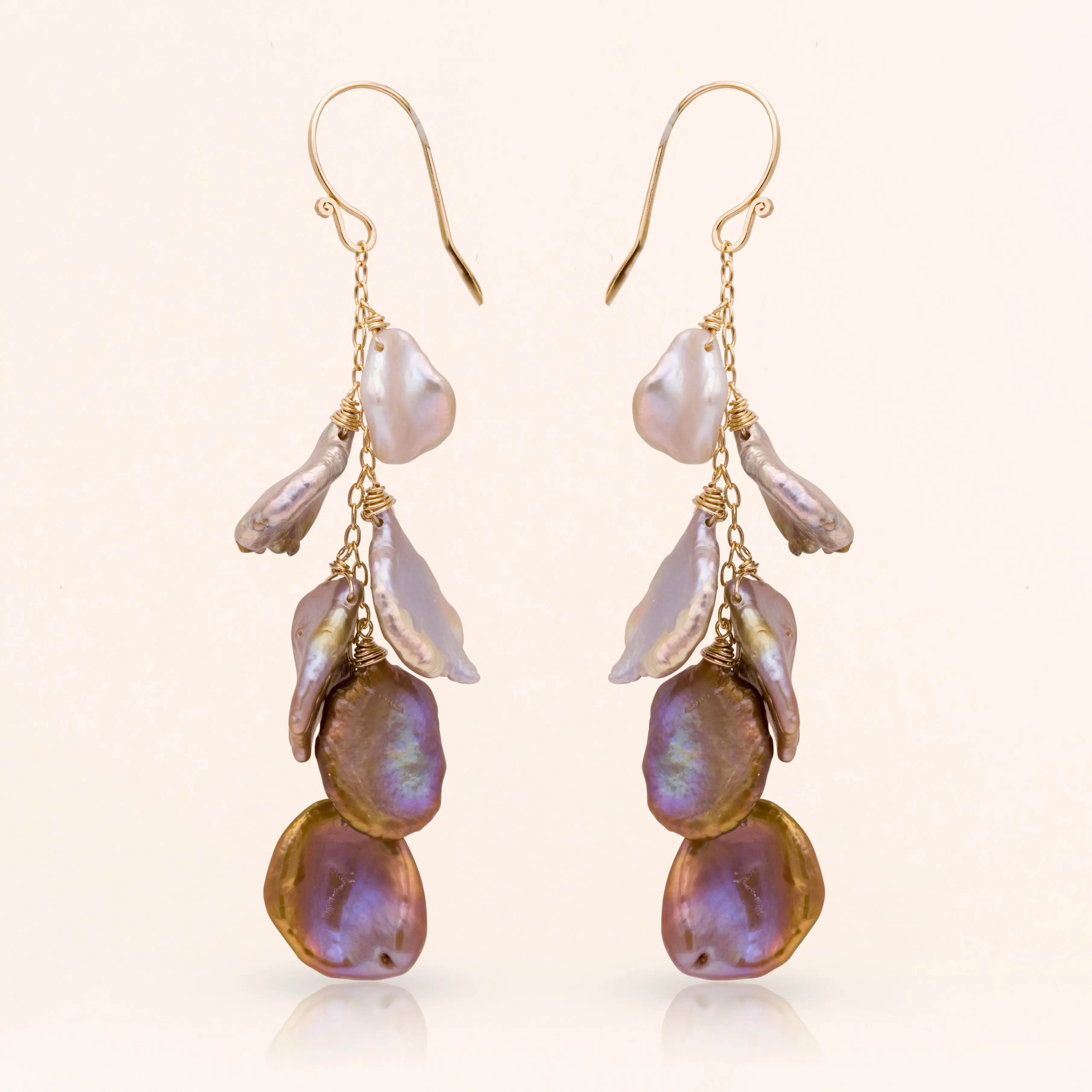 Baroque Coin Pearl Cluster Earrings