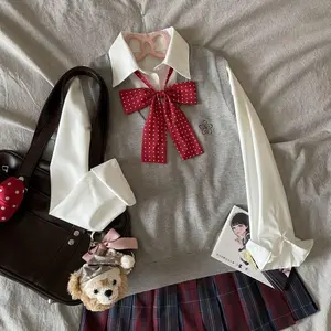 Autumn JK Style School Uniform Design Woman Outfits Preppy Blazer Plaid Skirt Vintage Korean Style Female  3 Piece Sets 2025