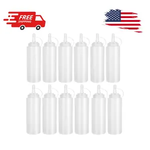 12 Pack 8 oz Plastic Squeeze Bottles Multipurpose