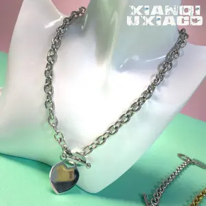 2PC High Quality Heart Pendant Bracelet & Necklace Set Valentine's Day Gift Jewelry Popular Luxury Accessory 2PC High Quality Heart Pendant Bracelet & Necklace Set Valentine's Day Gift Jewelry Popular Luxury Accessory