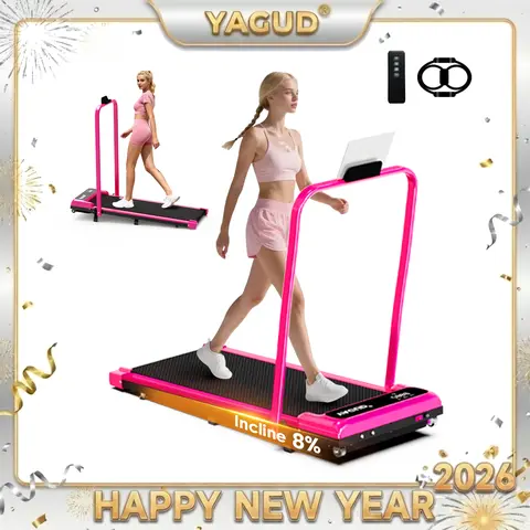 YAGUD Auto Foldable Compact Fold Motorized Treadmill - 3.8mph Max Speed, Quiet Motor, 300lbs Capacity, Dual Shock Absorption, Remote Control, Easy to Move, Bonus Resistance Bands, Foldable Fitness Equipment for Home Workout, Compact Fold Treadmill