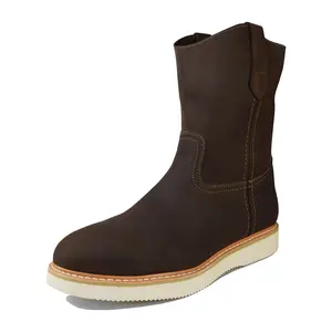 Men's 252 Pull On Work Boot Round Toe Slip Resistant Wedge Boot - 100% Genuine Leather, Full Grain, Oil & Slip Resistant, Comfortable Insole, Made in Mexico