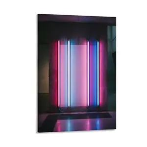 1pc Frameless Neon Light Effect Canvas Art, Colorful (Red/Blue/Pink) Minimalist Modern Wall Decor for Home Living Room Bedroom Office, Printed