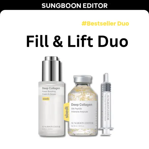 [SAVE 50%] Fill & Lift Duo | Ampoule + Serum with 8 types Hyaluronic Acid for wrinkles & fine lines | Gift set Firming, Moisturizing, Collagen Boosting, Anti aging Korean Home for all skin types Daily Restore