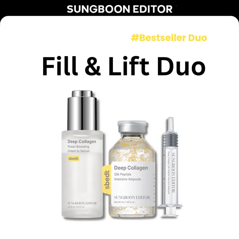 [SAVE 50%] Fill & Lift Duo | Ampoule + Serum with 8 types Hyaluronic Acid for wrinkles & fine lines | Gift set Firming, Moisturizing, Collagen Boosting, Anti aging Korean Home for all skin types Daily Restore