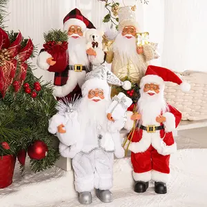 1pc Classic Santa Claus Figurine, 12-Inch Tall - Festive Christmas & New Year's Day Decor for Home, Shopping Malls, and Hotels - Durable Synthetic Fiber with Red & Black Attire, Perfect for Window or Tabletop Display, Christmas Decor for Christmas,hallowe