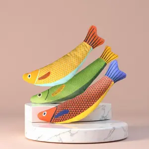 New pet cat toy linen fish self-hi to relieve boredom, sound and bite-resistant teasing cat simulation fish dog cat pet play