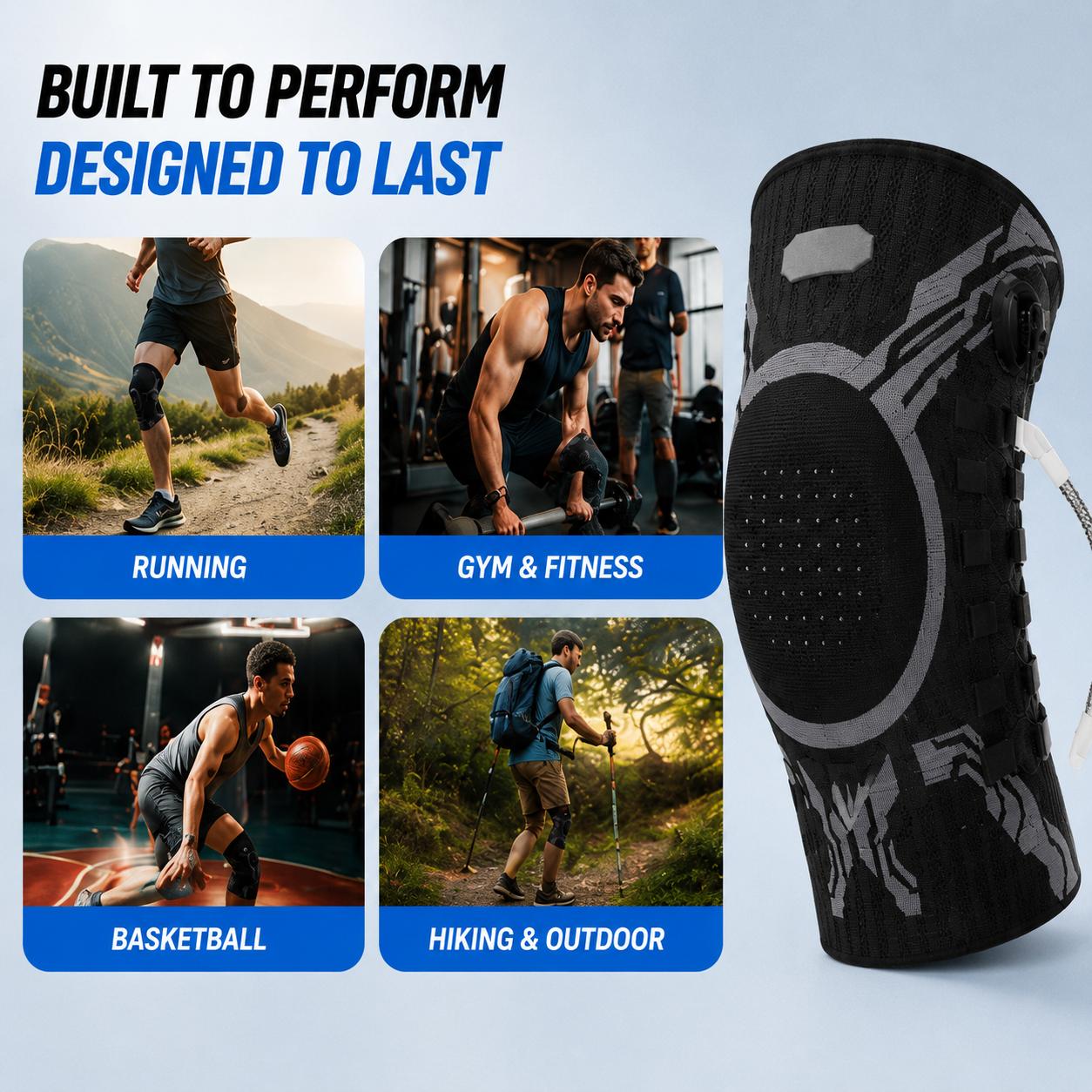 Knob Knee Brace for Pain Relief with Patella Gel Pad & Side Stabilizers, Adjustable Compression Sleeve for Arthritis, Joint Pain, Meniscus Tear, Professional Dial System, Left/Right Specific Design