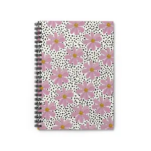 Pink Daisy Pattern Spiral Notebook | Ruled Lined Journal