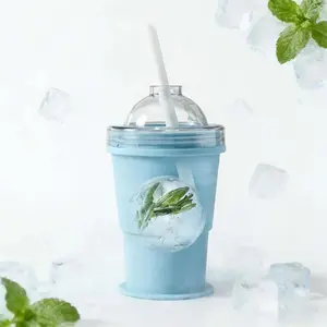 LDSK Ice Hockey Cup,ice cube tray,Ice Cube Mold,2-in-1Portable Foldable ice hockey cup, Reusable with Attached Straw, Lightweight Heat-Resistant & Easy-Clean Collapsible Drinkware for Travel, Ideal for Hiking Camping Office