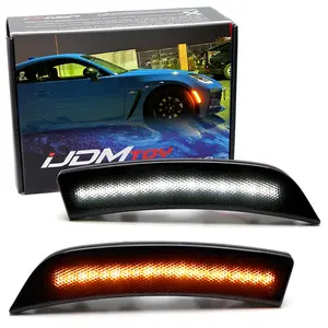 iJDMTOY Black-Out Smoked Lens White Driving/Amber Sequential Blink Full LED Bumper Side Marker Light Kit For Subaru 2022-up BRZ, For Toyota 2022-up GR86