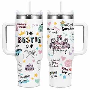 Shqiueos Best Friend Birthday Gifts for Women 40oz Tumbler with Handle and Lid Straw, Bestie Gifts for Her, Mothers Day Gift for Women Friendship, Soul Sisters Present Valentines Christmas Cup