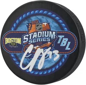 Charlie McAvoy Boston Bruins Autographed 2026 Stadium Series Dueling Hockey Puck - Fanatics Authentic Certified