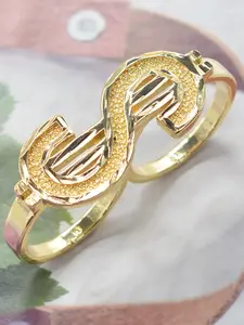 Fashion Hip Hop 14k Gold Plated Dollar Sign Ring, Unisex Jewelry, Perfect Gift for Christmas, Birthday, Easter, Party