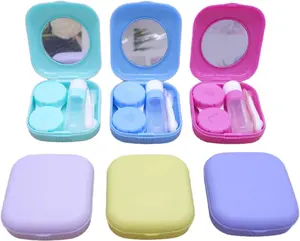 6 Pack Contact Lens Case Kit Cute Travel Contact Case, All-In-One Soak Storage Container with Mirror Bottle Tweezers Contact Applicator Daily