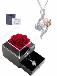 Heart Mommy Of Angel Necklace With Moss Rose Jewelry Gift Box, Necklace for Daughter, Pregnancy Memorial Jewelry for Mom, Miscarriage Gifts for Mother Infant Loss Gifts