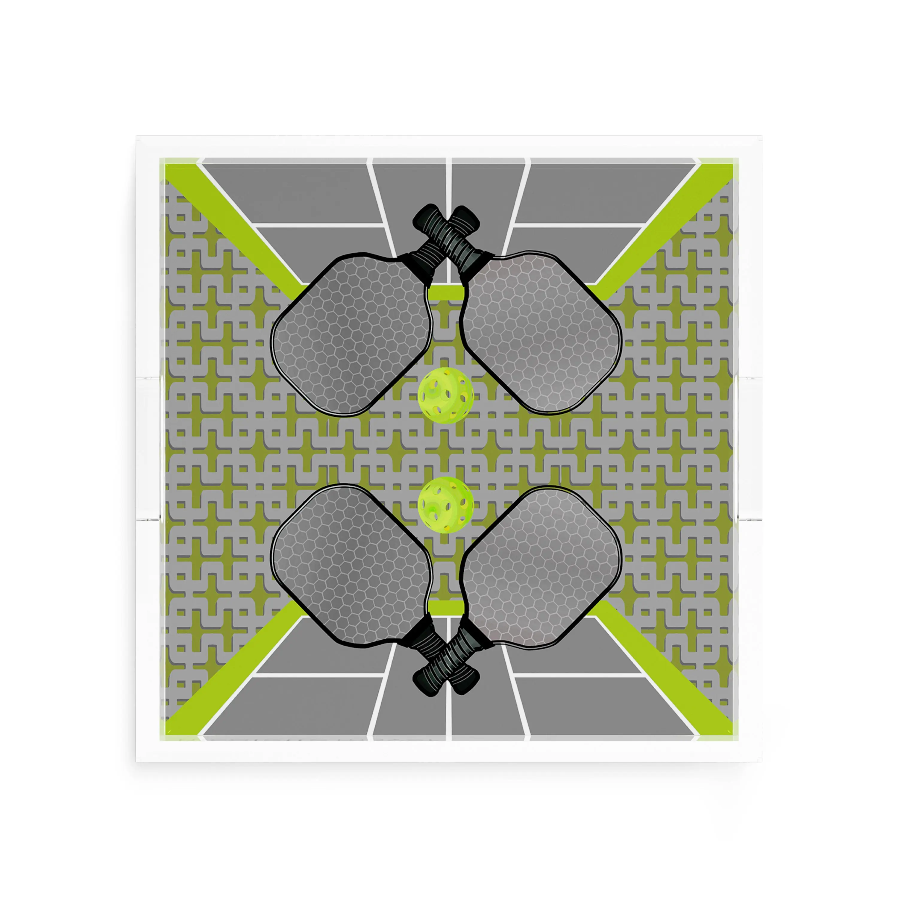 Pickelball Anyone Silver Lime Square Decorative Tray