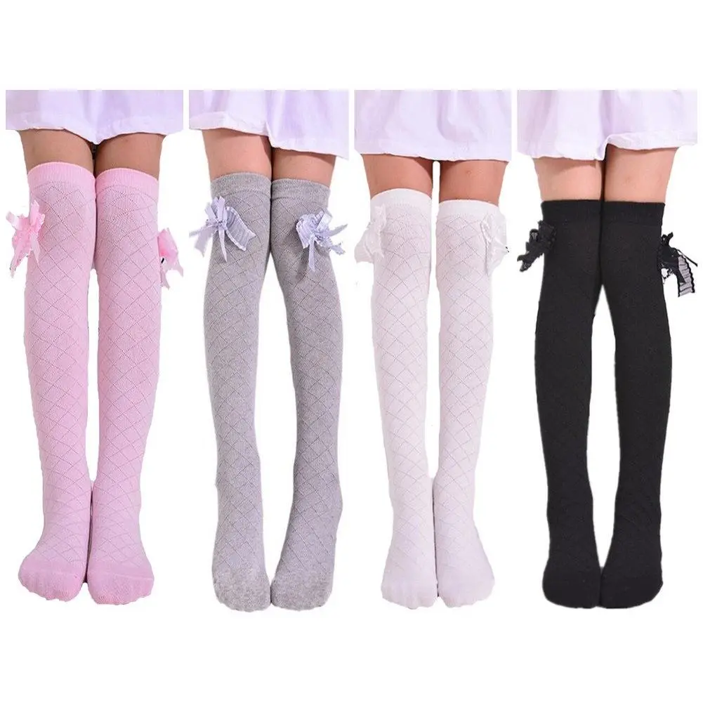 X-SOK44  4 Pairs Girl's Knee High Socks Over Calf Kids Overknee Stockings 2-8T