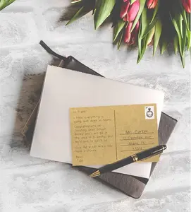 50 Pack Brown Kraft Paper Postcards Blank, Bulk Self Mailer Mailing Side Postcard (4 x 6 Inch)