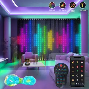 400-LED Smart USB Curtain Lights - Colorful Fairy String Lights with DIY Words and Patterns, Music Sync, App Control for Bedroom, Patio, Wedding, Valentine's Day, Halloween and Christmas Decorations
