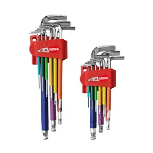 Set of 9 Colorful Hex Ball Head Screws, Long & Medium Sizes Available, Non-Slip Handle, Waterproof Rustproof, Essential for Car Repair Home Modification, Hex Wrenches