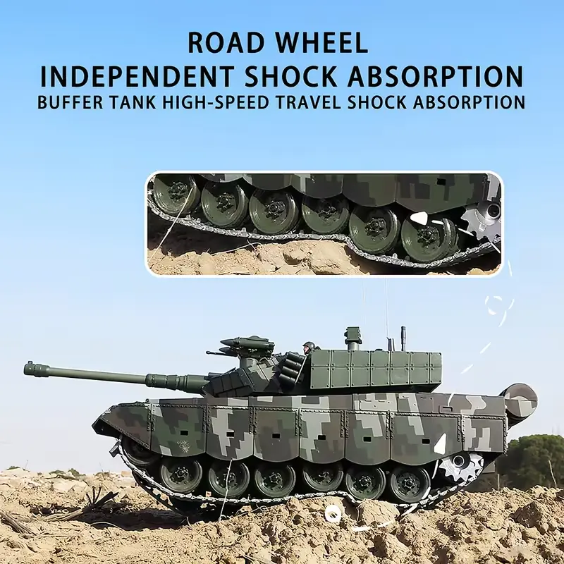 Durable 1:28 Scale RC Battle Tank Toy, 2.4GHz Remote Control, Realistic Rotating Turret & Look, Firing & Sound Effects, All-Terrain Tracks, Rechargeable, Indoor/Outdoor Play