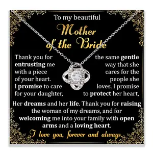 To My Mother Of The Bride Necklace, Boyfriend'S Mom Necklace, Mother Of The Bride Wedding From Bride, Mother Of The Bride Necklace From Daughter, Boyfriends Mom #990, White Love Knot Necklace Christmas Gifts, Jewelry Gifts, Birthday Gifts
