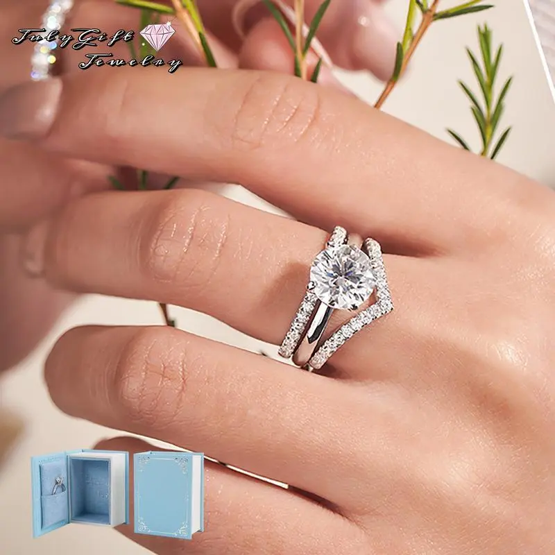 1.5CTTW D Color Synthetic Moissanite Engagement Ring Set for Women - Round Cut Bridal Wedding Set, Anniversary Promise Ring VVS1 (With Box) | Viral Sparkling Jewelry Gift 1.5CTTW D Color Synthetic Moissanite Engagement Ring Set for Women - Round Cut Bridal Wedding Set, Anniversary Promise Ring VVS1 (With Box) | Viral Sparkling Jewelry Gift