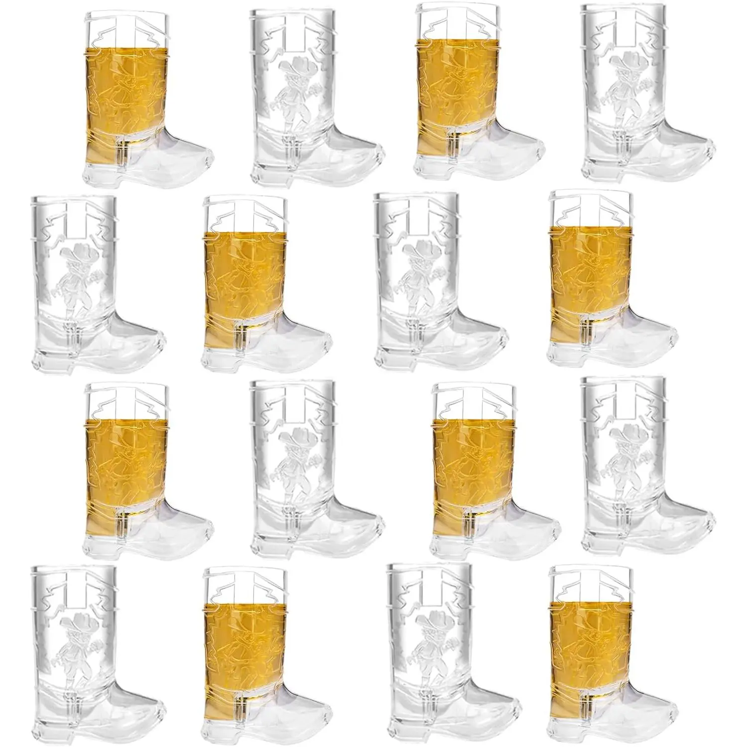 Cowboy Boot Shot Glasses Set of 16 Plastic Shot Cups Western Party Decorations Cowboy Boot Shot Glasses Set Party Cups for Party Favors Adults Bachelorette Birthday Carnival