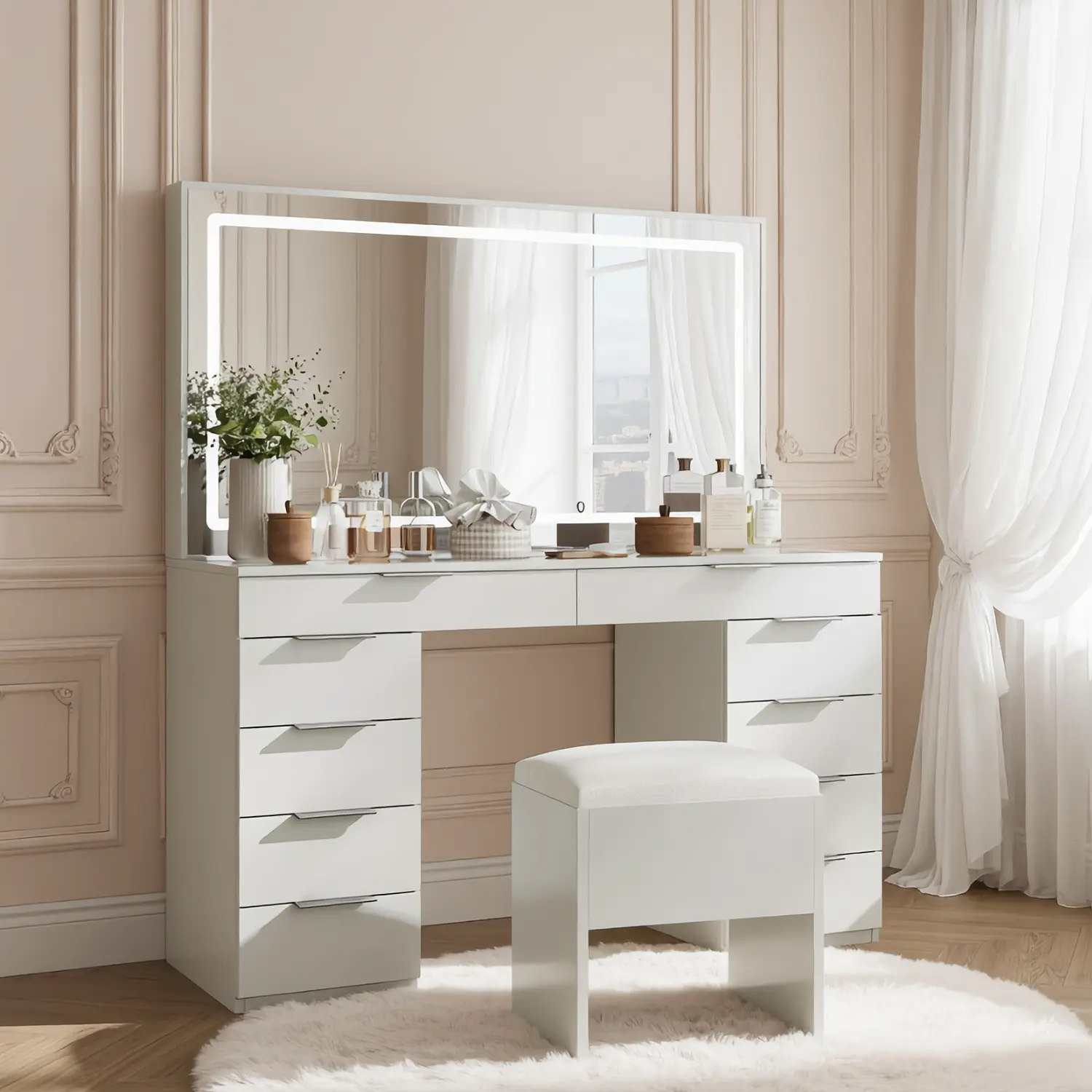 White LED - 10 Drawers 