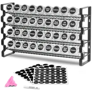 VEVOR Spice Rack Organizer for Cabinet, Spice Organizer with 36 Empty Spice Jars, Lids, Spice Labels, and Funnel Complete Set, Seasoning Organizer for Countertop, Kitchen, Pantry, Cupboard, 18x11 in
