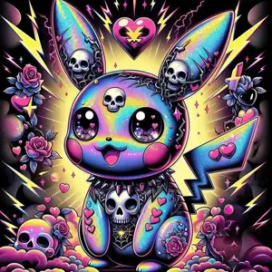 5D DIY Full Drill Round Diamond Painting - Diamond Painting Kit Diamond Art Tools Cute Skull Mosaic Canvas DIY Wall Art, Home Wall Decoration, Suitable for Halloween, Christmas, Birthdays, and Anniversary Gifts.