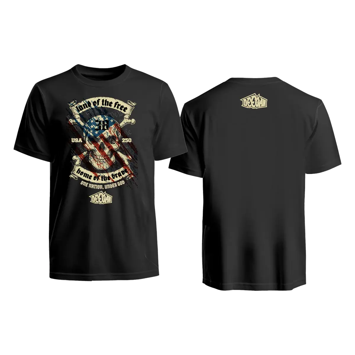 Deegan 38 Land of the Free Patriotic American Flag Skull Graphic T-Shirt Sweatshirt Hoodie 2 Sided, Gift for Motocross Lovers