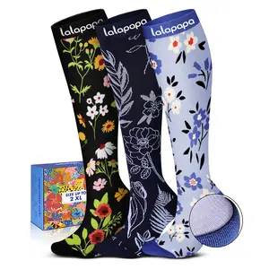 Lalapapa 2 Packs Compression Socks for Women – 15-20mmHg Graduated Circulation Support for Nurses, Athletes & Travel