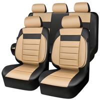 Black and Beige-Full Set Leather Car Seat Cover