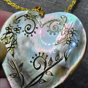 Beautiful Large--=%2=- Heart=%2=-- Paua Abalone Pendant &--=%2=- Necklace=%2=----=%2=- heart=%2=----=%2=- necklace=%2=-- heart necklace