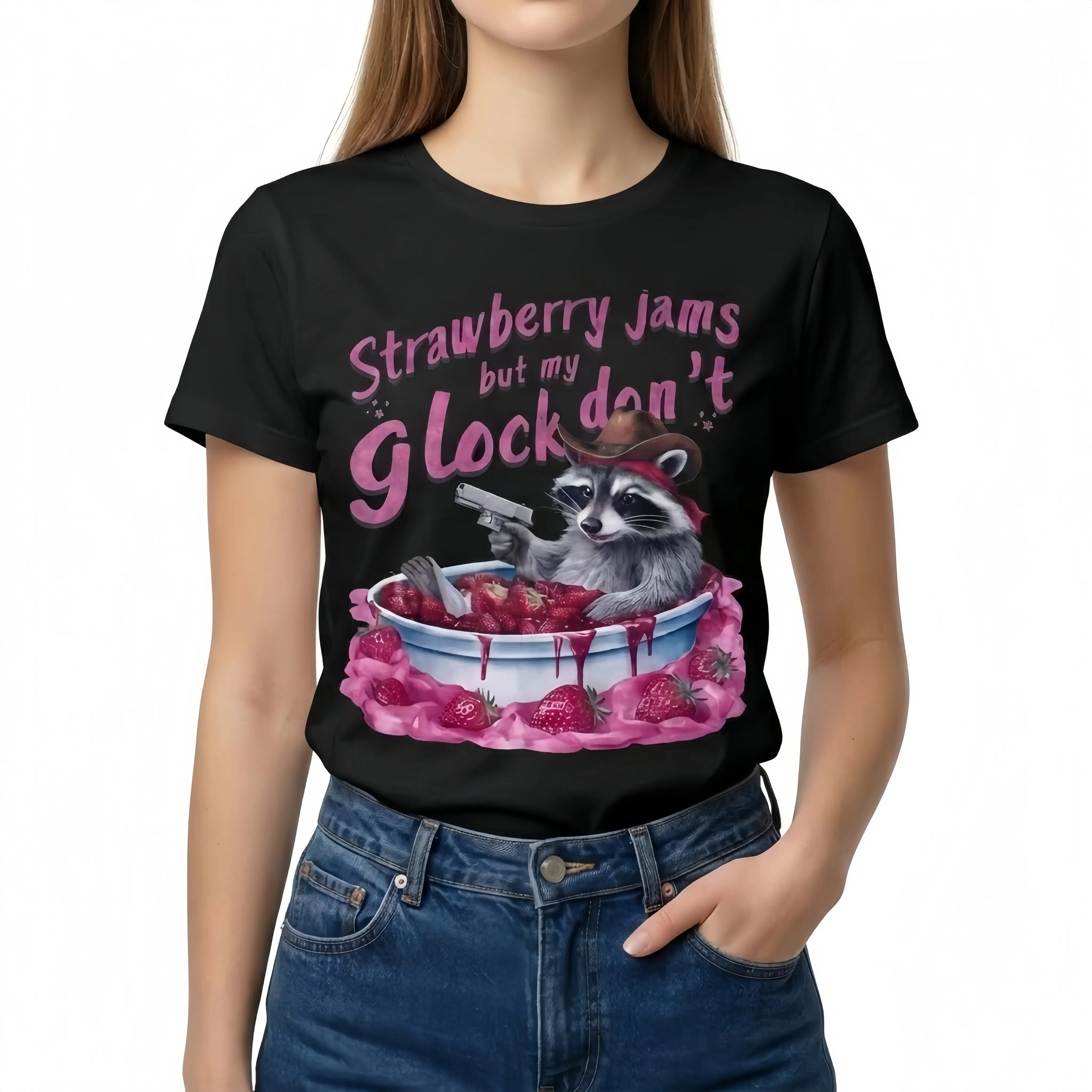 Fun F-Caw-F Chicken Graphic T-Shirt, Women's Soft Cotton Short Sleeve Casual Top, Relaxed Fit Round Neck Tee