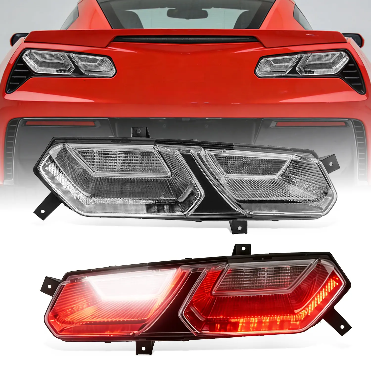 LED Tail Light Assembly Compatible with Chevy Corvette C7 2014-2019 Rear Brake Lamps Replacement Driver and Passenger Side #GM2800287, GM2801287